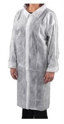 Látogató köpeny, egyszer használatos, tépőzáras, polipropilén, 20g, S méret, fehér