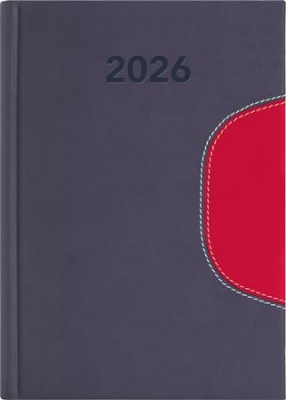 Naptár, tervező, B6, heti, DAYLINER "Memphis", szürke-piros